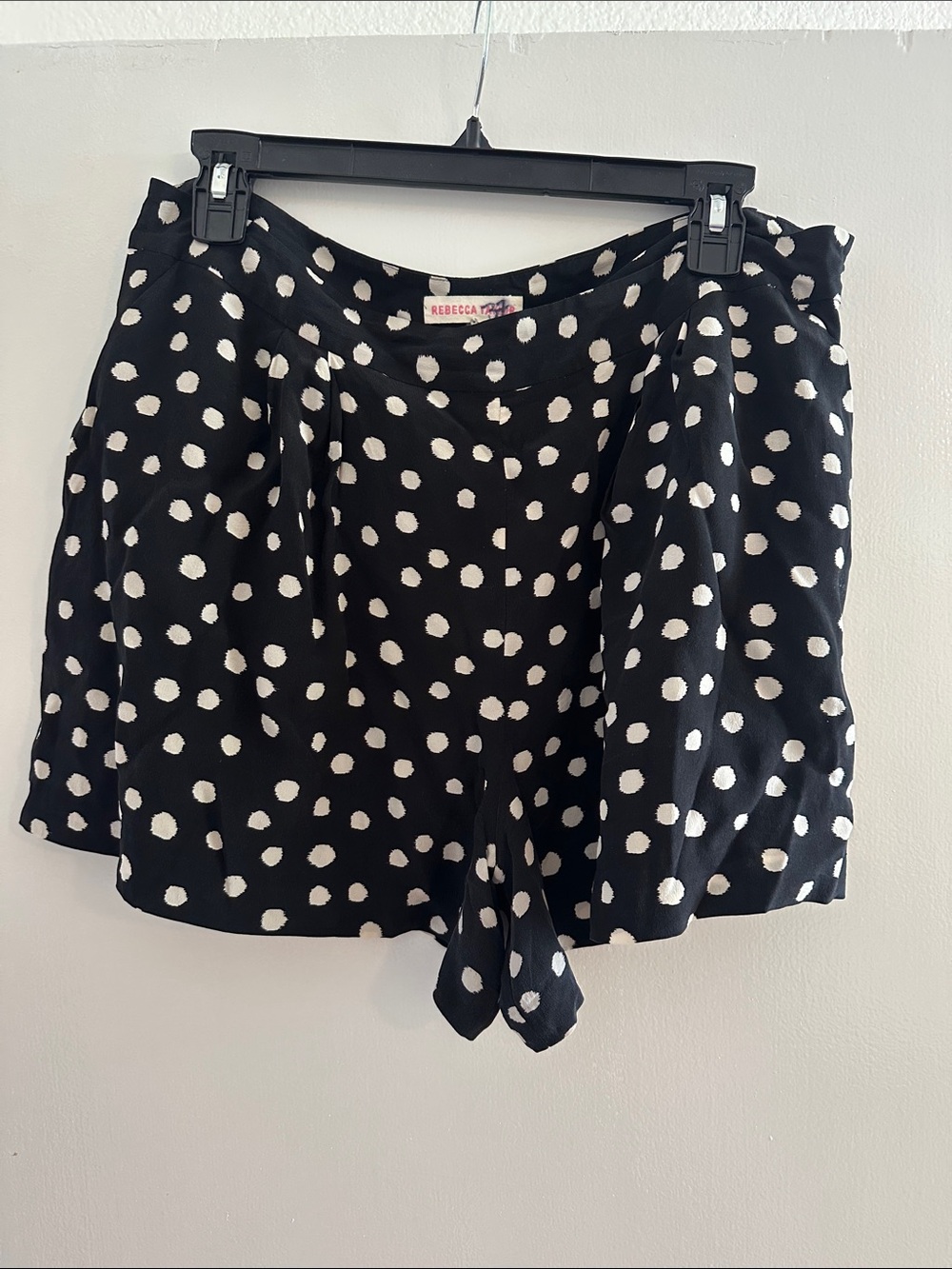 Rebecca Taylor Black and White Polka Dot High-Waist Shorts